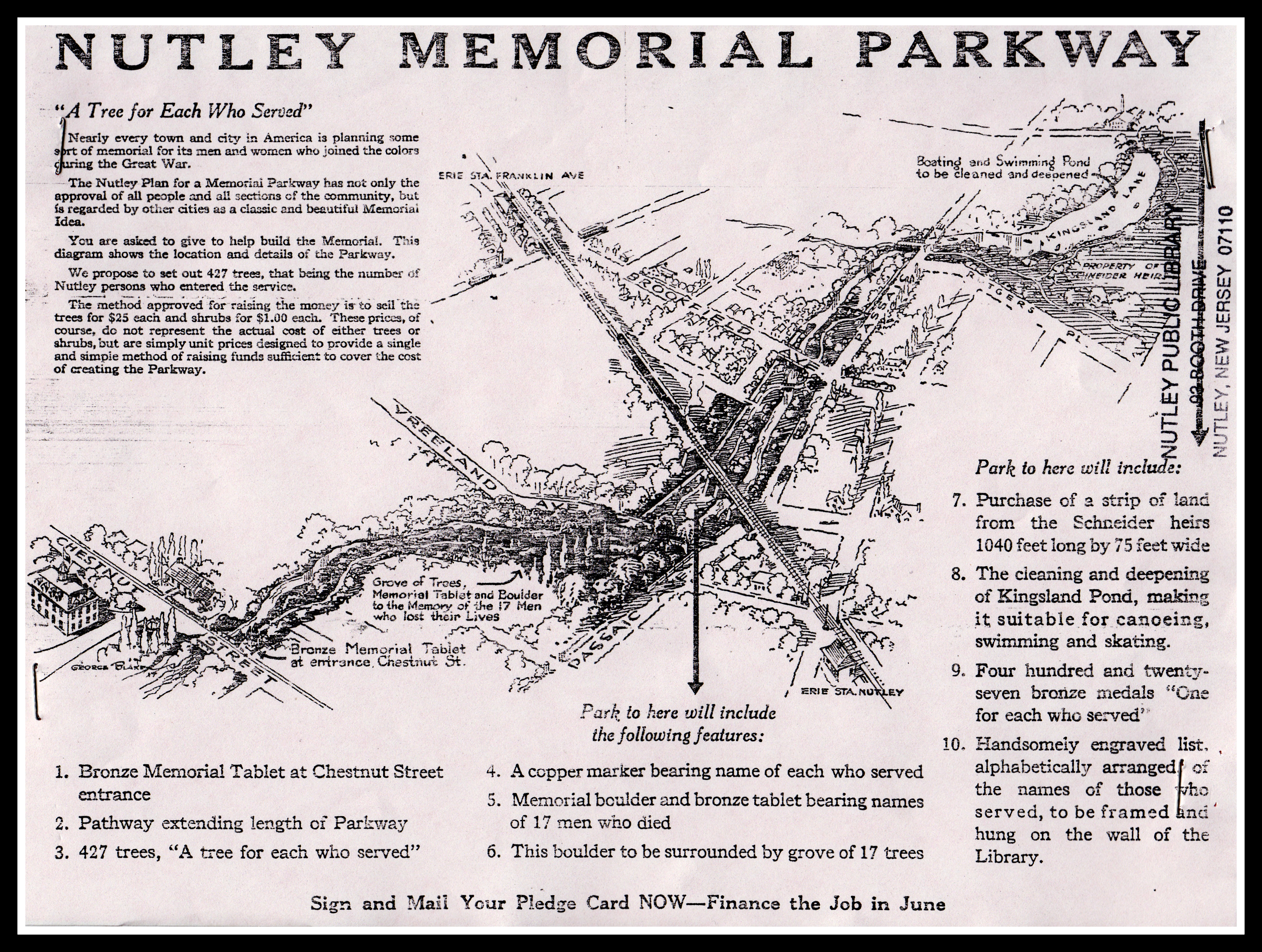 WW1 Memorial Park, committee plans, Nutley NJ - Libray archive