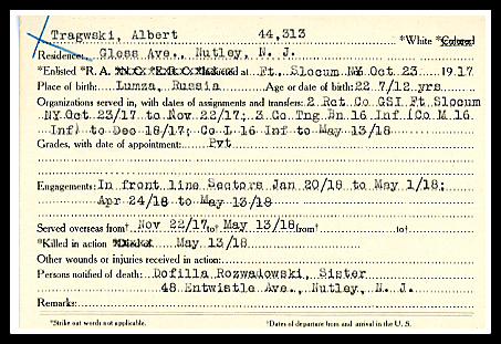WWI Casualties: Descriptive Cards and Photographs NJ State Archives 