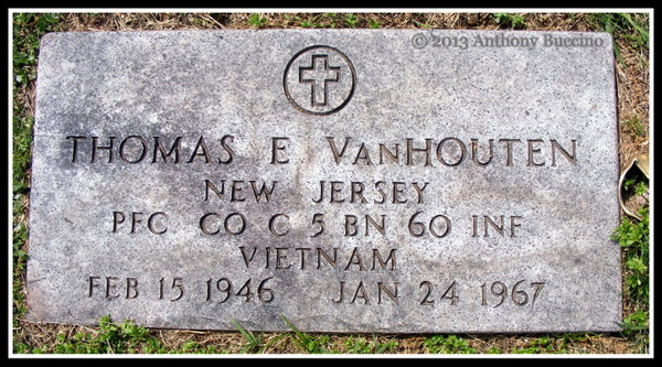 Thomas E Van Houten, KIA Vietnam, Glendale Cemetery headstone, 