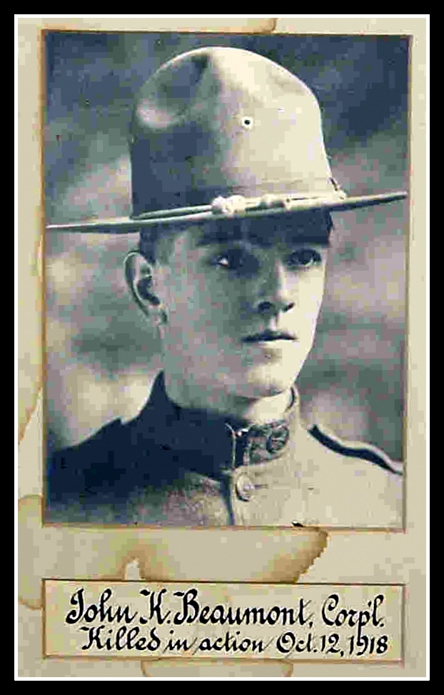 John K. Beaumont, KIA WW1, KIA Oct 12 1918, Nutley NJ, WW1